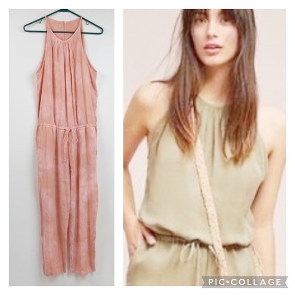Anthropologie Cloth & Stone beachy tie dye crop leg tencel halter jumpsuit. EUC - Picture 1 of 10